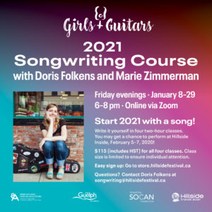 Songwriting course, Friday evenings, January 8-29, over Zoom